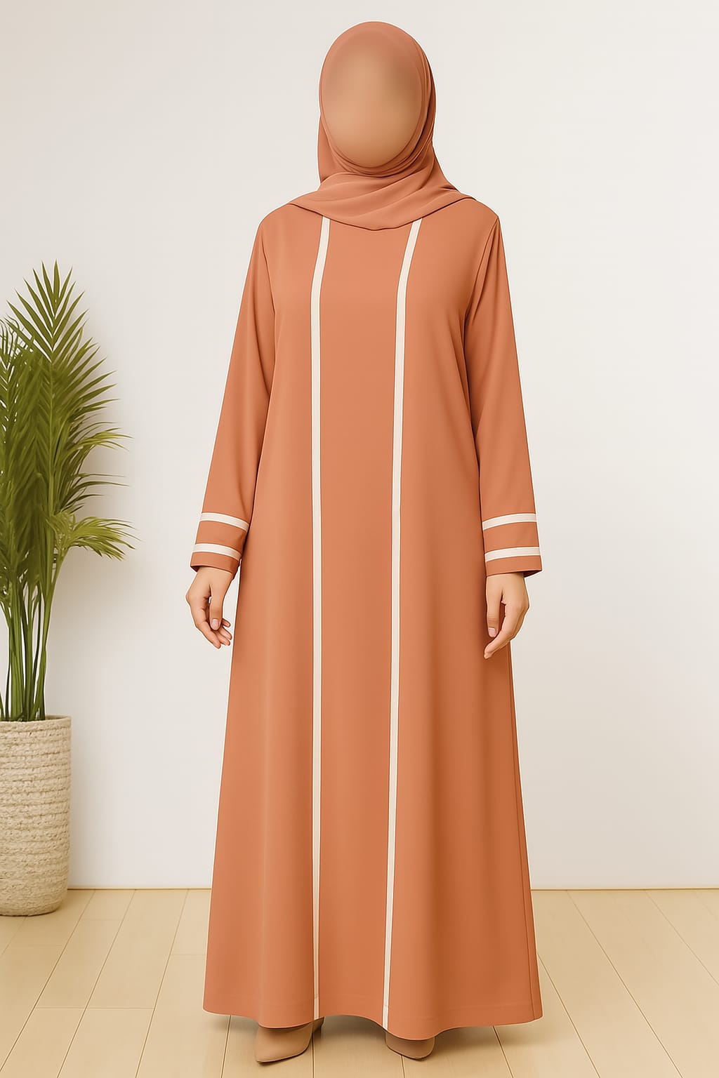 SAHAR  BLUSH ABAYA-Soft Peach Elegance